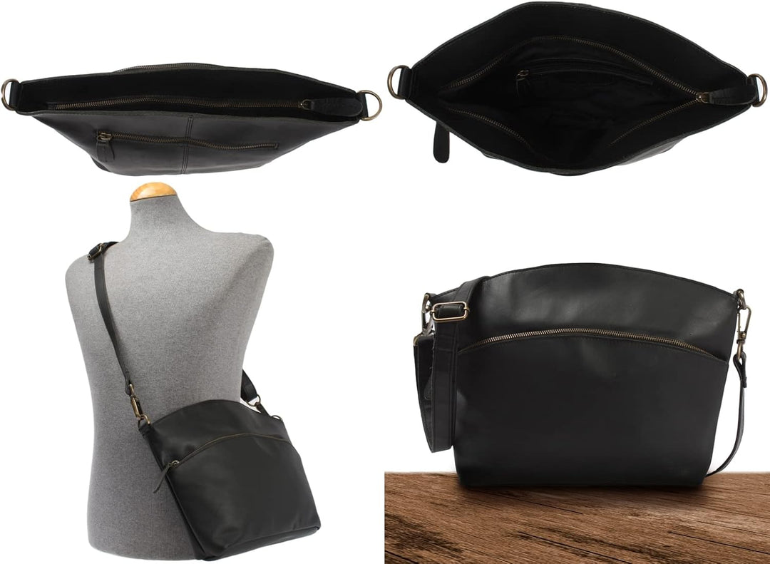 LECONI Umhängetasche für Damen Schultertasche Freizeittasche Damentasche Frauen Ledertasche Handtasc