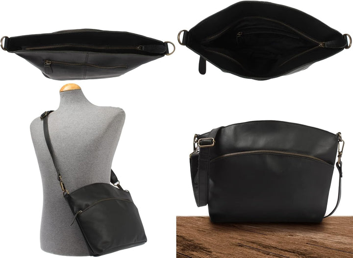 LECONI Umhängetasche für Damen Schultertasche Freizeittasche Damentasche Frauen Ledertasche Handtasc