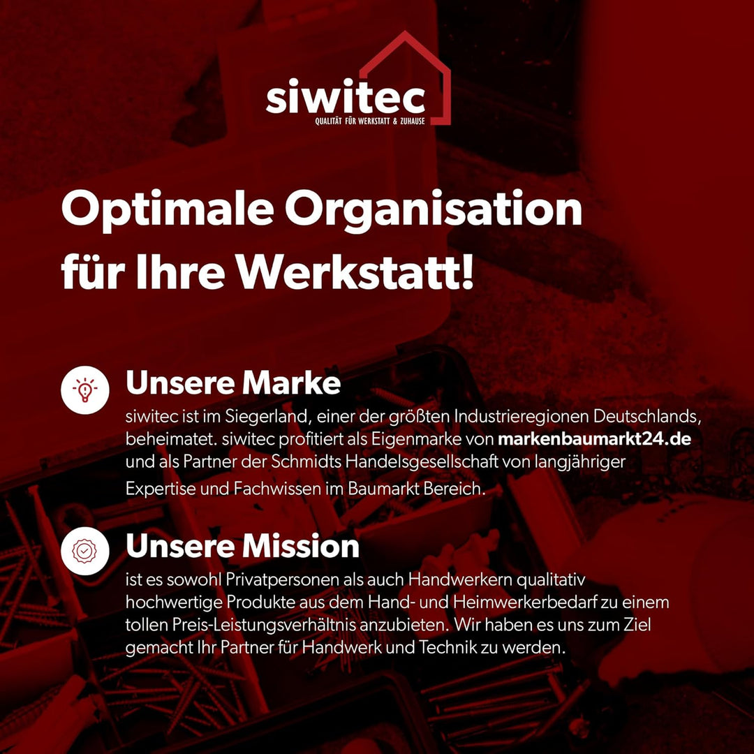 3 x siwitec Sortimentskasten, 10 Fächer und 6 anpassbare Trennstege, stapelbar, Sortimentsbox Kleint