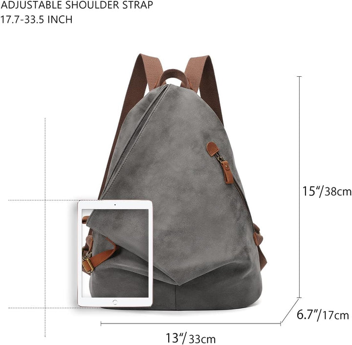 Retro Segeltuch Rucksack PU Vintage Rucksäcke PU Leder Daypack Reisetasche Schulterrucksack für Herr