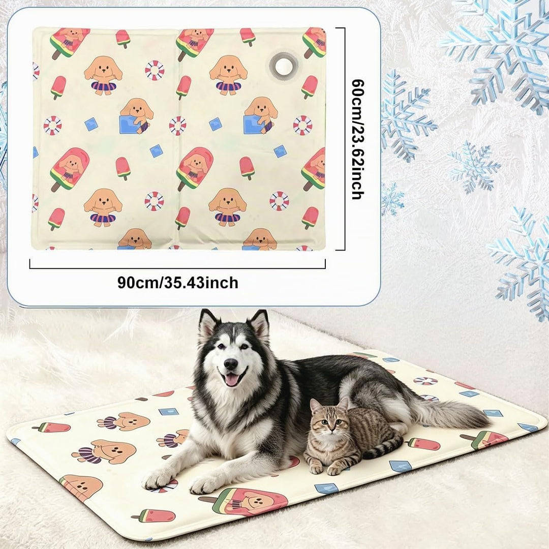 Kühlmatte Hund Katze Selbstfüllend 60×90cm,XL Kühldecke Hund Mit Ungiftigem Dünnes Gel,Faltbar leich