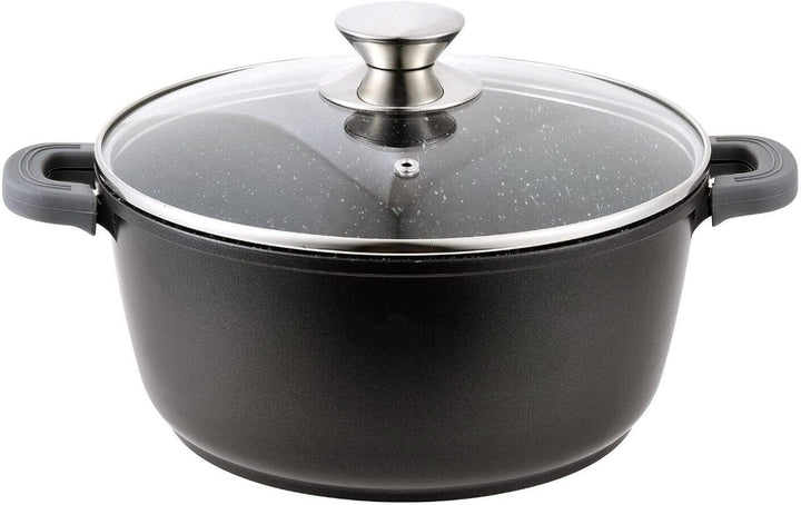 Kochtopf 4,5 L Suppentopf Aluminiumguss Antihaft Milchtopf Induktion Schmortopf 24 cm mit Glasdeckel