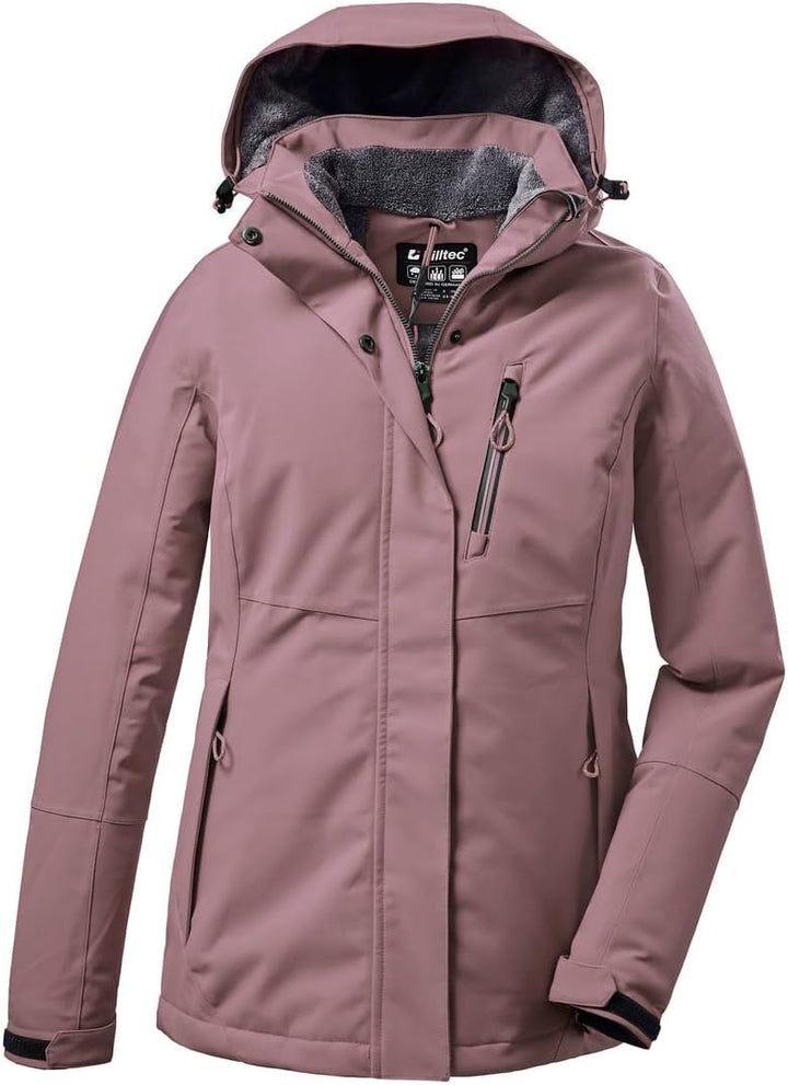 Killtec Damen Kow 170 Wmn Jckt Funktionsjacke/Outdoorjacke mit abzippbarer Kapuze 42 dunkel malve, 4