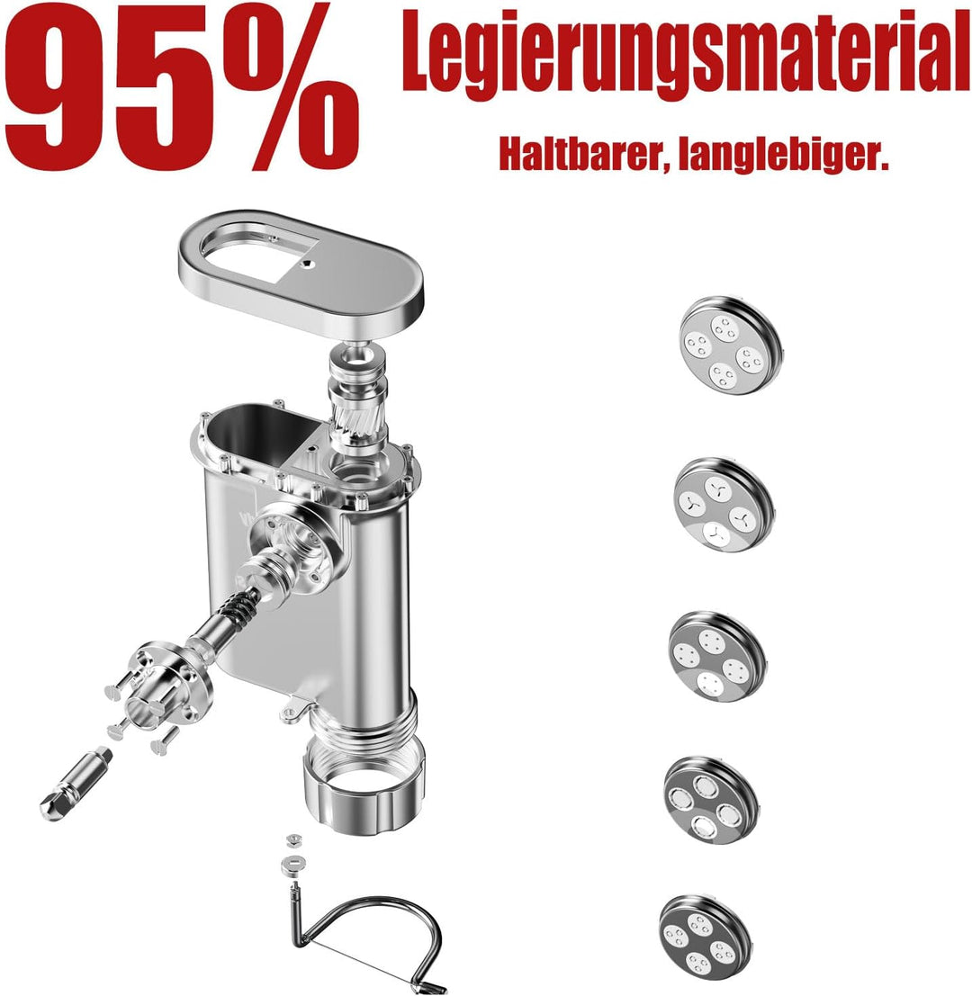 Metall Gourmet Pasta Press Aufsatz für KitchenAid Standmixer - Langlebiger Metall Pasta Maker Aufsat
