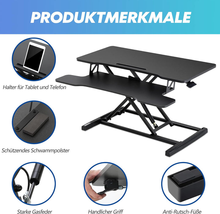 FITUEYES Höhenverstellbar Schreibtischaufsatz Büro Sitz Steh Computertisch 92 * 40 cm Stehpult mit T