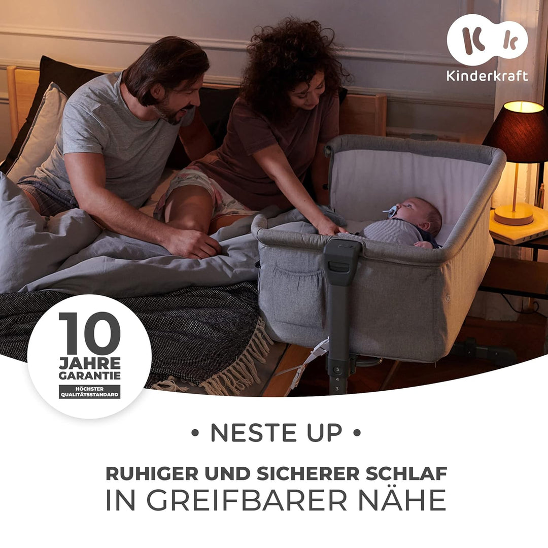 Kinderkraft Beistellbett NESTE UP, Babybetten, Zustellbett, Kinderbett, Kinderreisebett, 2 in 1, Höh