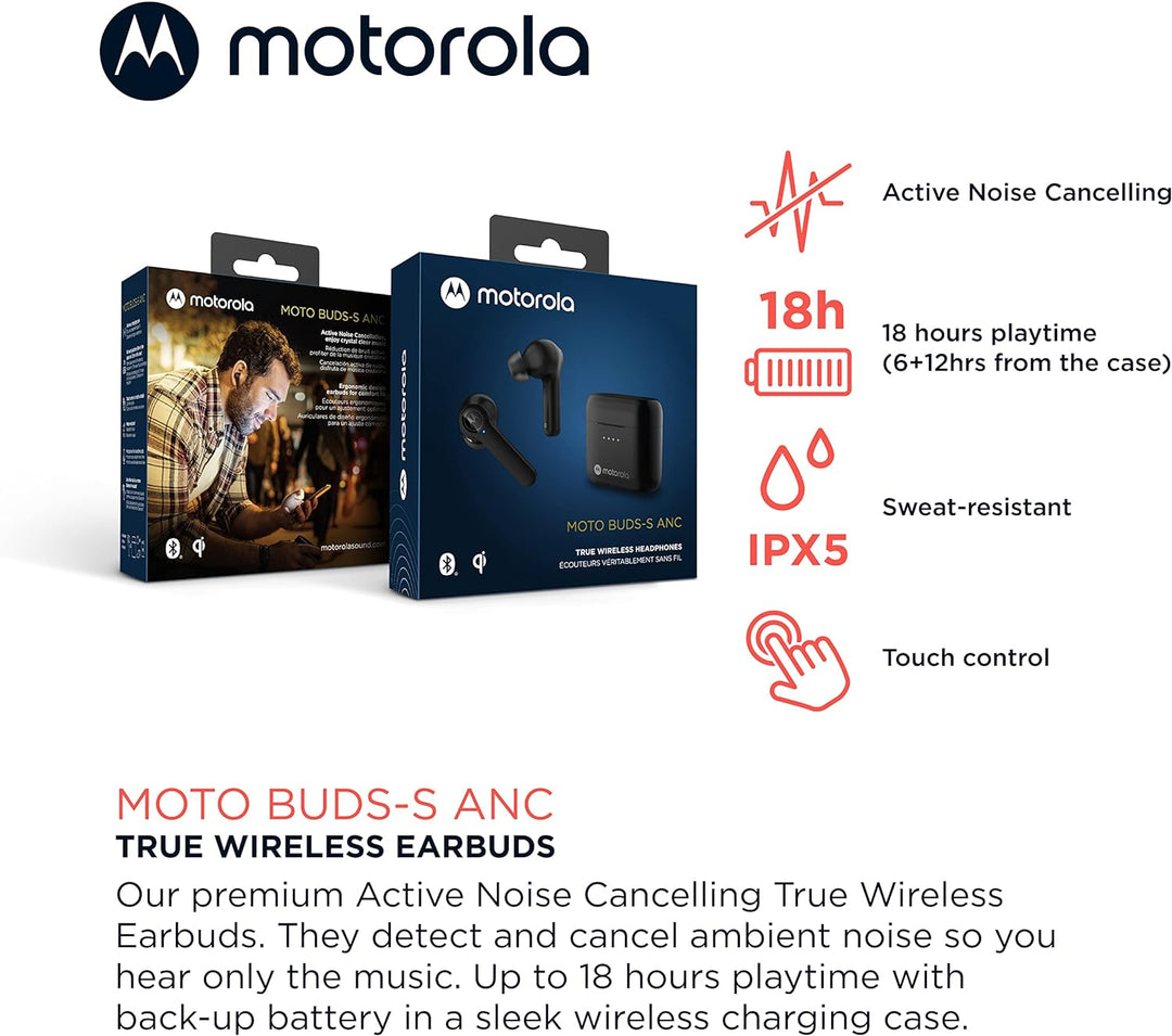 Motorola Sound Moto Buds-S ANC - Kabellose Kopfhörer In Ear - Bluetooth - Active Noise Cancellation