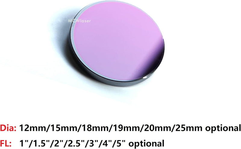 MCWlaser 18mm GaAs Fokuslinse für CO2 10600nm 10,6um Lasergravierer/Cutter Durchmesser: 18mm FL: 2 "