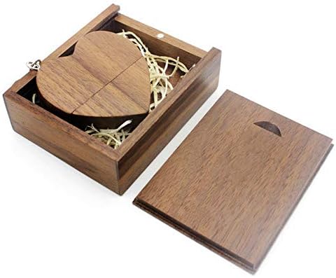 A Plus+ 10 Stück USB Speicherstick 32GB Holz Herz USB-Sticks mit Geschenkbox (Schlüsselring Angebrac