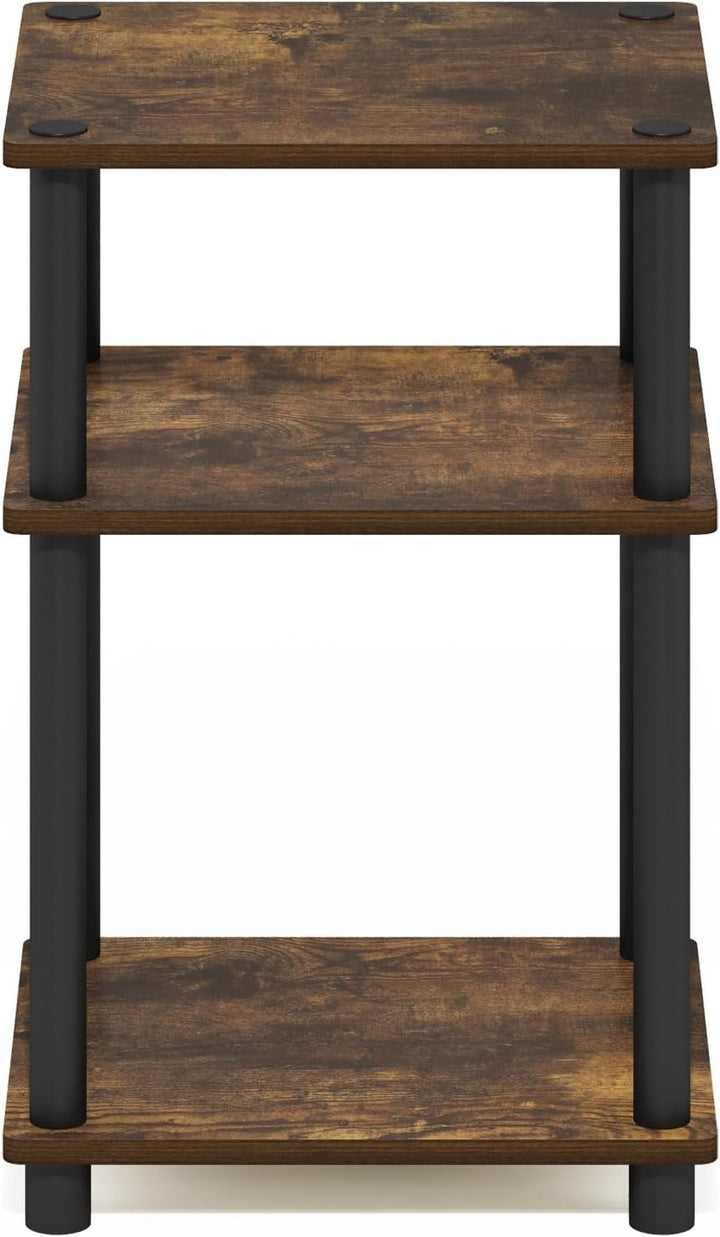 Furinno Just 3-stufiger Turn-N-Tube-Beistelltisch, 1er-Pack, Bernsteinkiefer/Schwarz Bernsteinkiefer