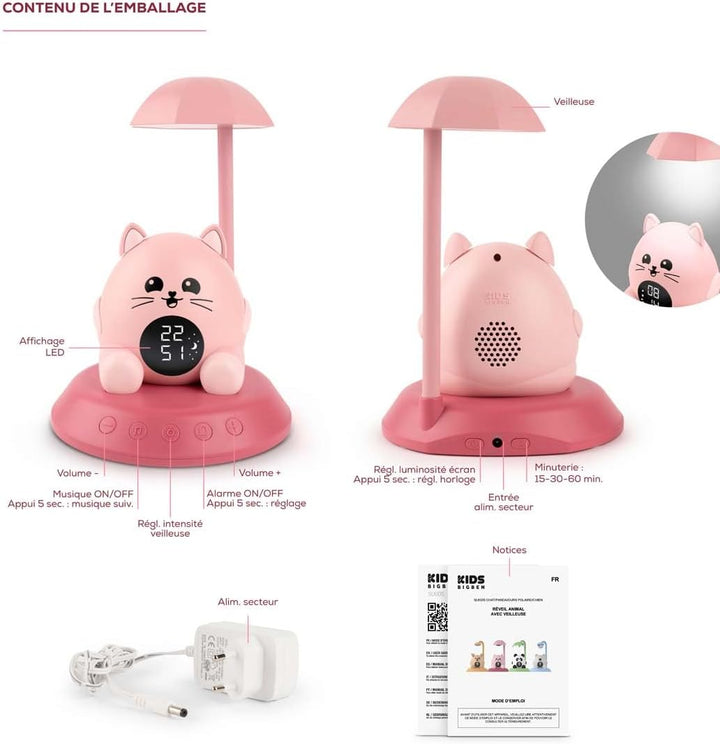 Sveglia con luce notturna - BIGBEN KIDS - Gatto Mehrfarbig (Katzenmotiv), Mehrfarbig (Katzenmotiv)