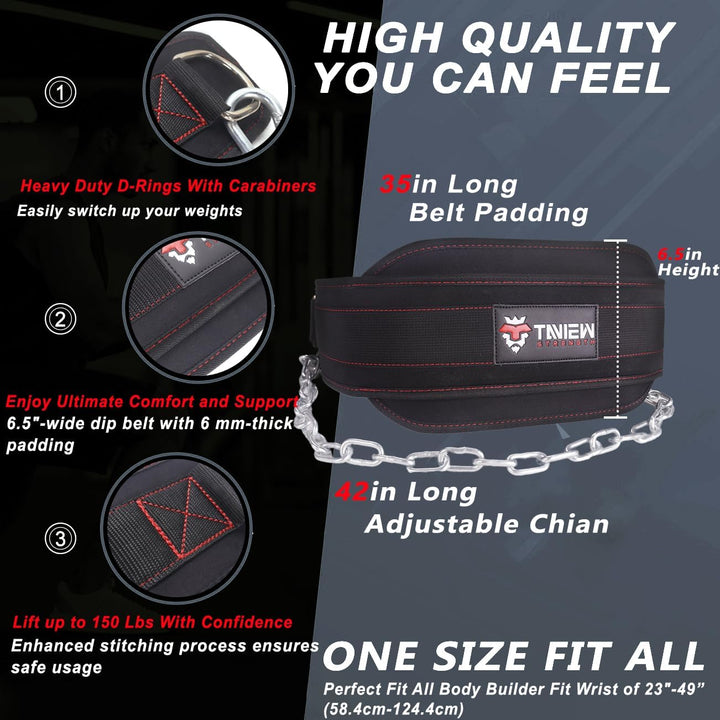TAVIEW Dip Gürtel mit Kette Gewichteter Gürtel für Pullups mit Heavy Duty Dip Gürtel mit Kette Schwa