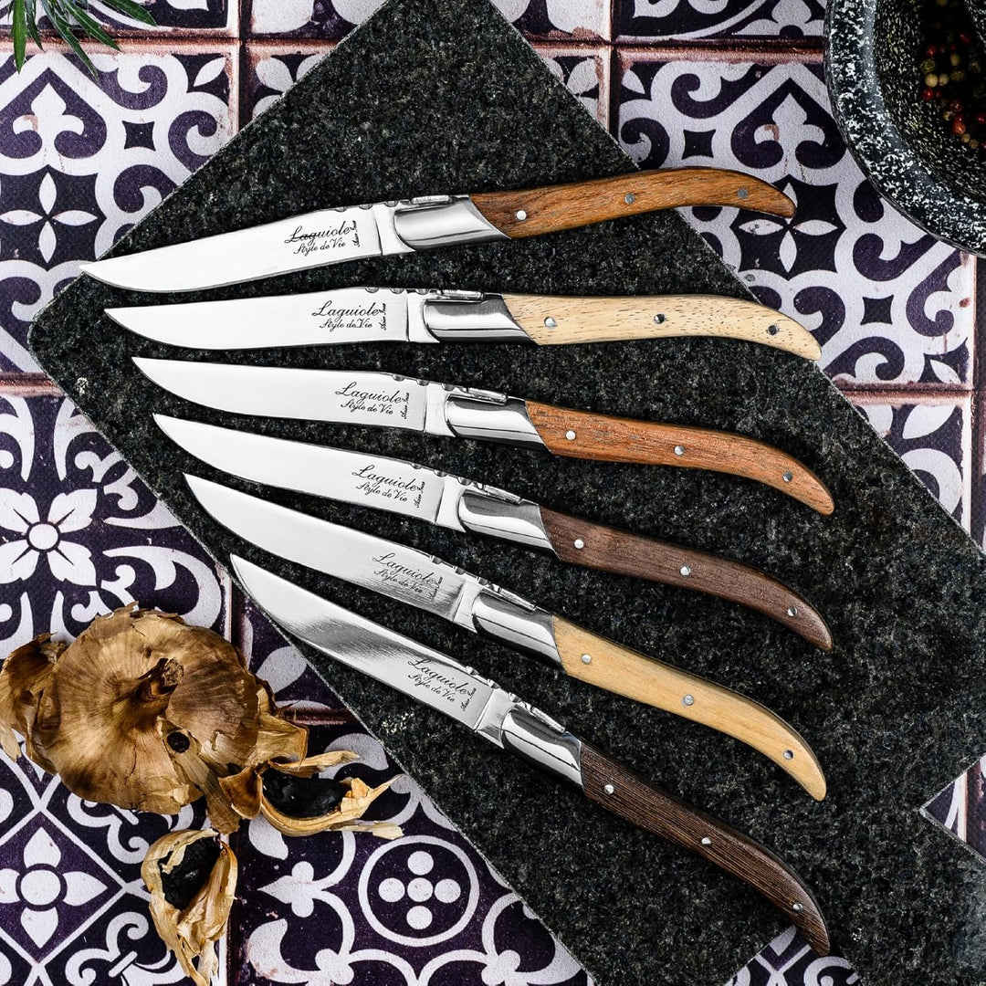 Laguiole Style de Vie Steakmesser Luxury Line, 6-teilig, Gemischtes Holz, Gemischtes Holz