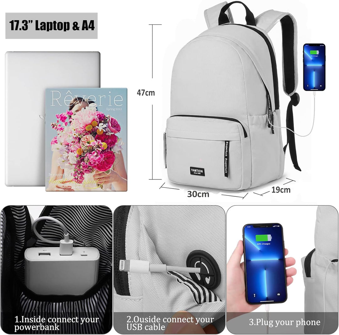 YAMTION Schulrucksack Teenager Jungen & Mädchen für 17.3 Zoll,Laptop Rucksack Damen Schulranzen Frau
