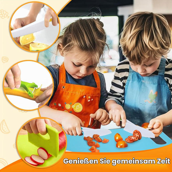 Kindermesser Set 32 Teile - Kinder Backset mit Messer und Schneidebrett, Montessori Spielzeug zum Au
