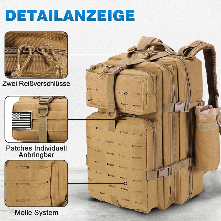 SHANNA Trekkingrucksack, Wanderrucksäcke Militärrucksack 45L Armee Rucksack MOLLE Assault Pack Takti
