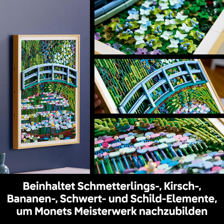 LEGO Art Claude Monet - Die Brücke über den Seerosenteich - Hängendes 3D Wandkunstwerk für die Wohnu