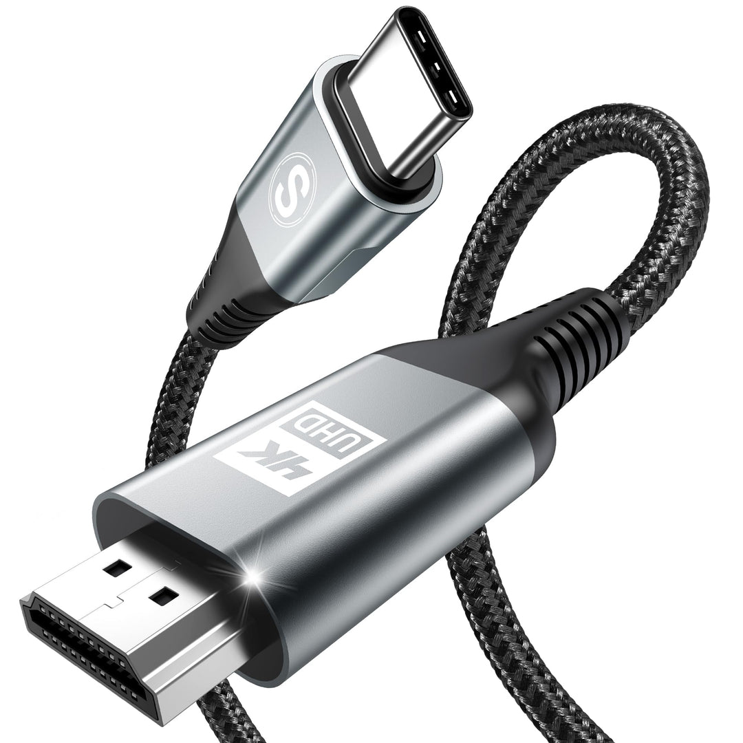 USB C auf HDMI Kabel 4M (4K@60Hz), USB Typ C zu HDMII 4K UHD Kabel Adapter Thunderbolt 5/4/3 Kompati