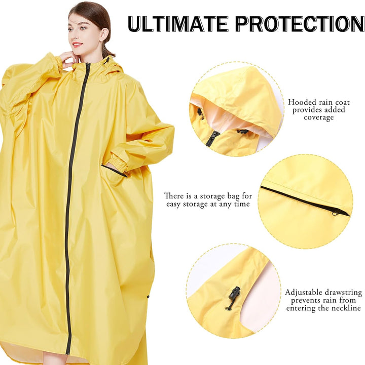 Ynport Crefreak Damen Lange Wasserdichte Regenmäntel Leichter Regenponcho Packbare Outdoor-Regenbekl