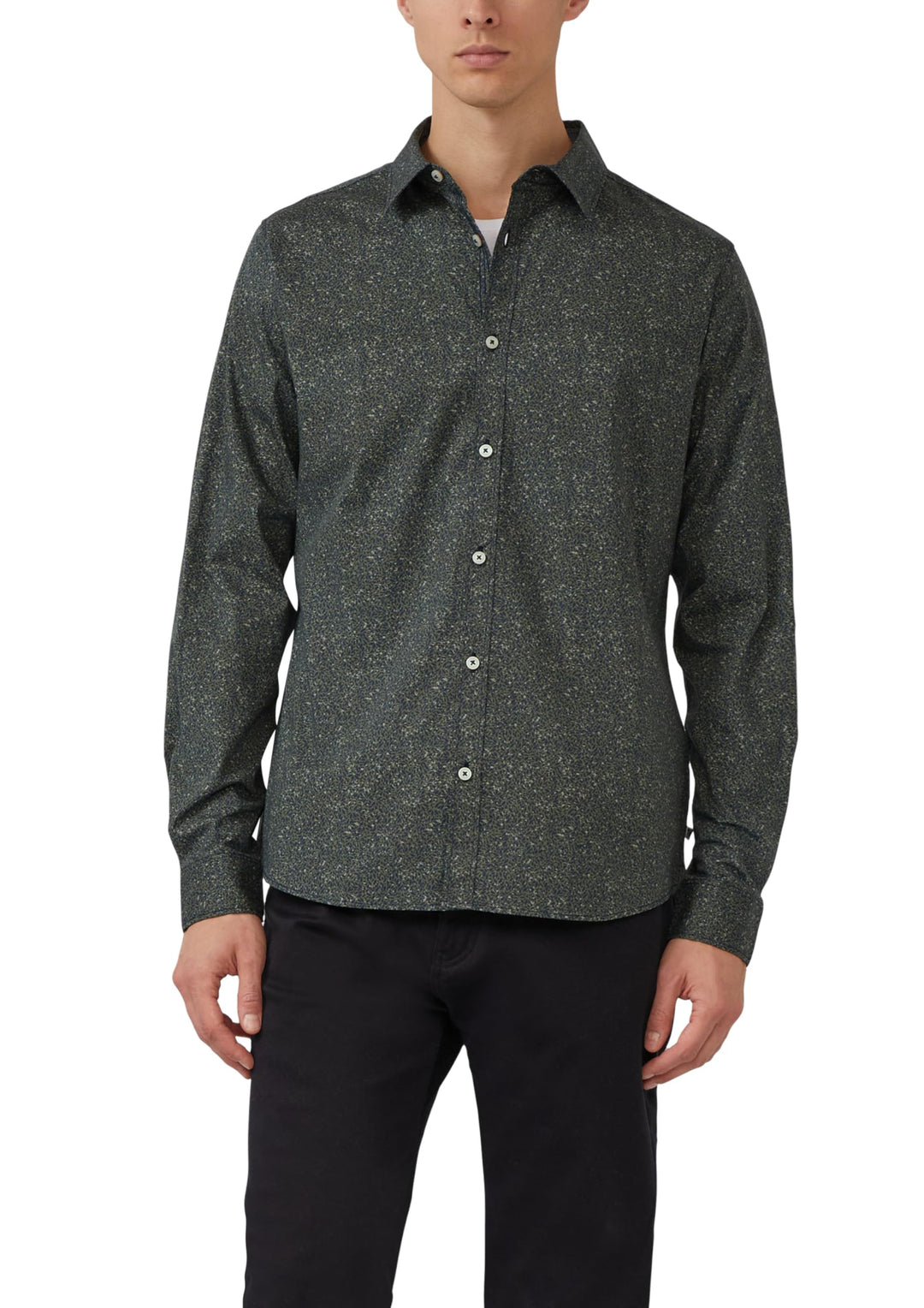 s.Oliver Slim Fit: Hemd aus Baumwollstretch mit All-over-Print 3XL 79a0_olivgrün, 3XL 79a0_olivgrün