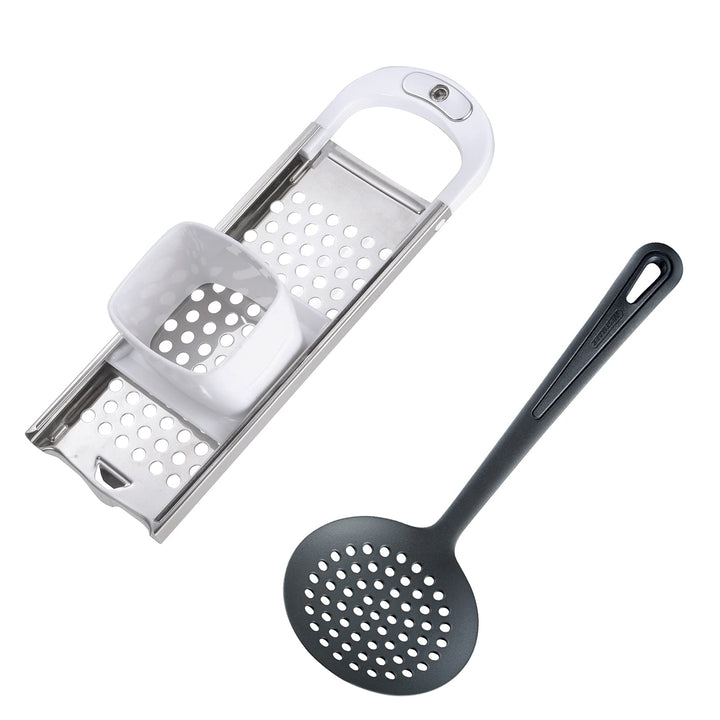 Westmark Spätzle-Set, 2tlg., 1 Spätzlehobel mit Teigschlitten, Knöpfle + 1 Schöpflöffel, Gentle, Ros