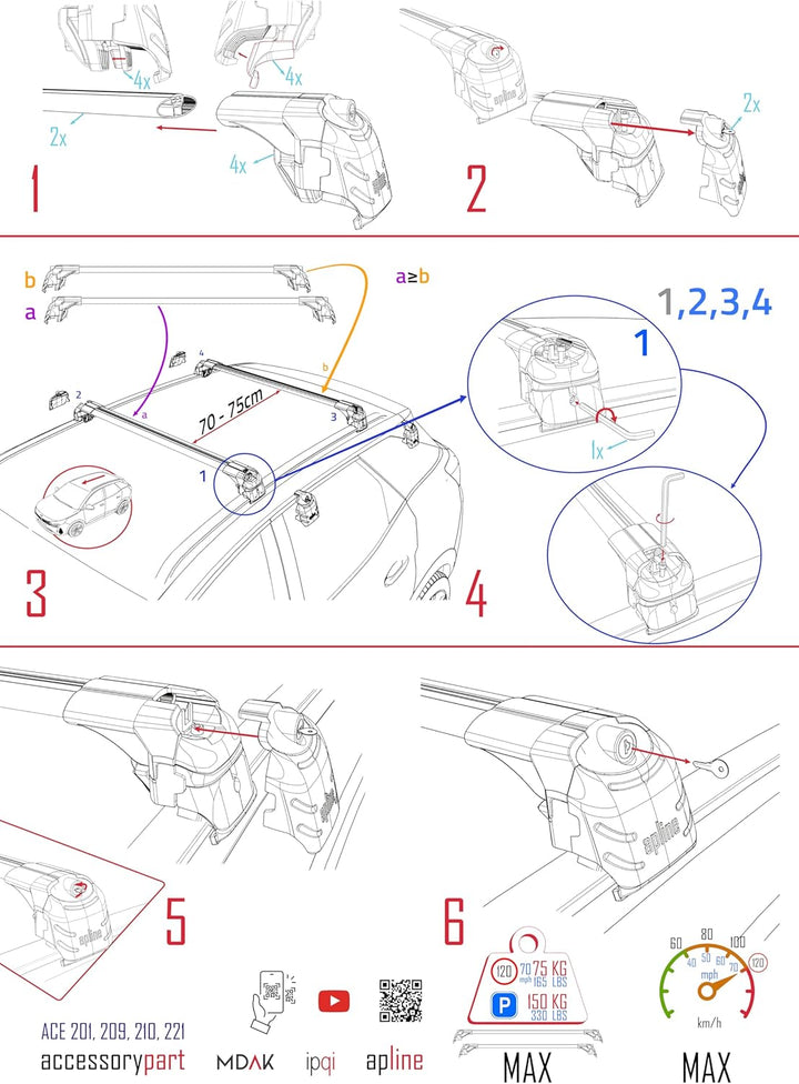 acpar Kompatibel mit Renault Austral 2022-2024 Relingträger ACE-2 Dachträger Gepackträger GRAU