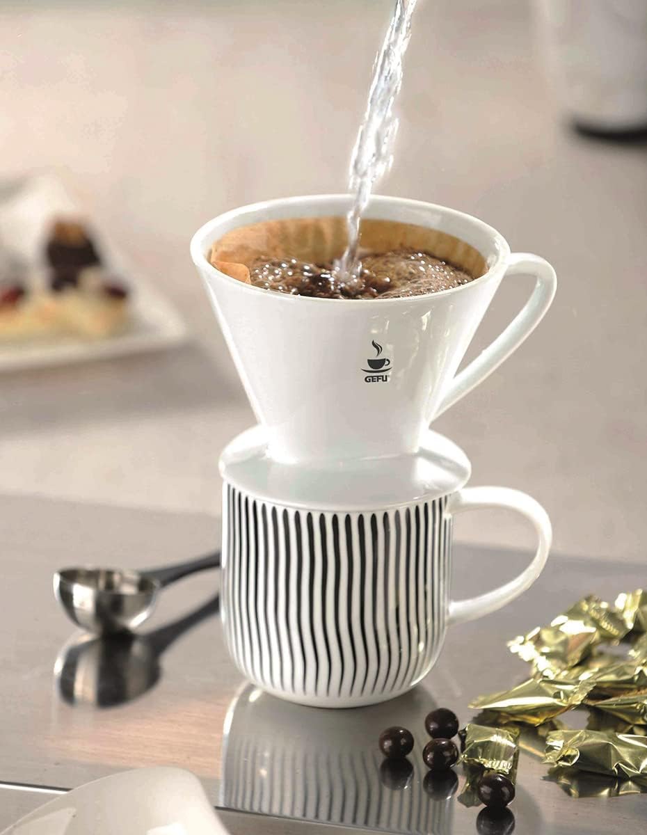GEFU Porzellan-Kaffeefilter SANDRO Gr.2 für Handbrühkaffee – Tassenfilter für Filtertüten, langlebig