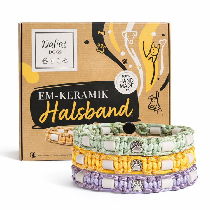 Dalias Dogs - Premium EM-Keramik Bio Natur Hundehalsband Katze Halsband Hund Schmuckhalsband Paracor