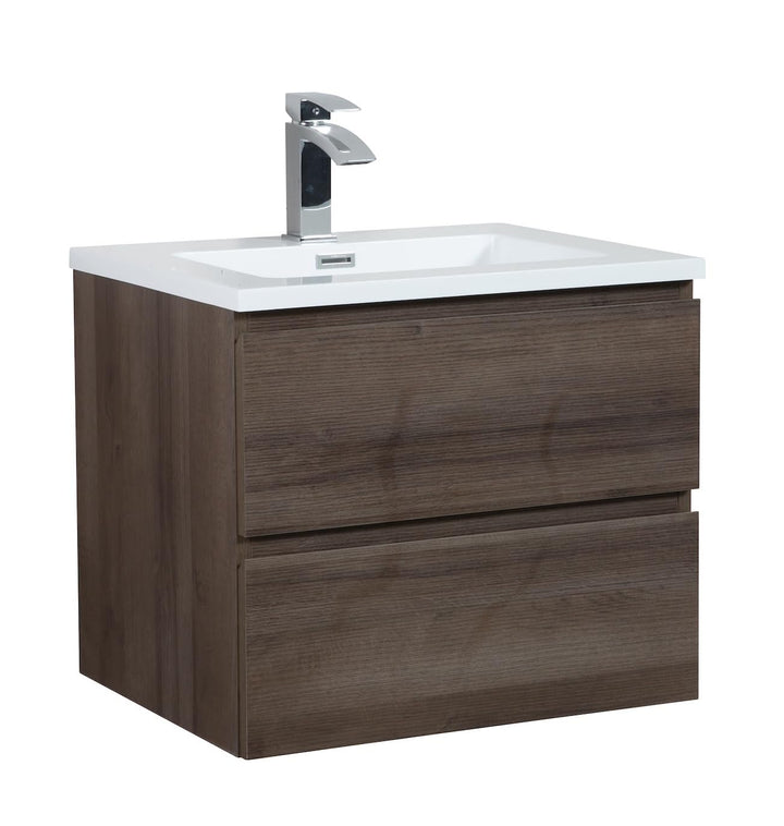 Badezimmer Badmöbel Set Angela 60cm - Braun Eiche - Unterschrank Schrank Waschbecken Waschtisch Brau