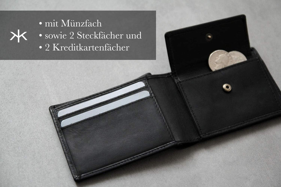 KAPUR kleine Echtleder Herren Geldbörse ‚MR. Kacper‘ im Querformat, edles Portemonnaie mit 6 Kreditk