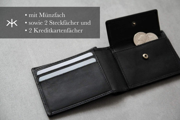 KAPUR kleine Echtleder Herren Geldbörse ‚MR. Kacper‘ im Querformat, edles Portemonnaie mit 6 Kreditk