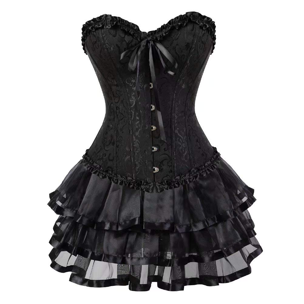 Corsagenkleid Vollbrust Korsett Tutu Kleider viktorianisch Corsage grosse grösse Rock Set günstige H