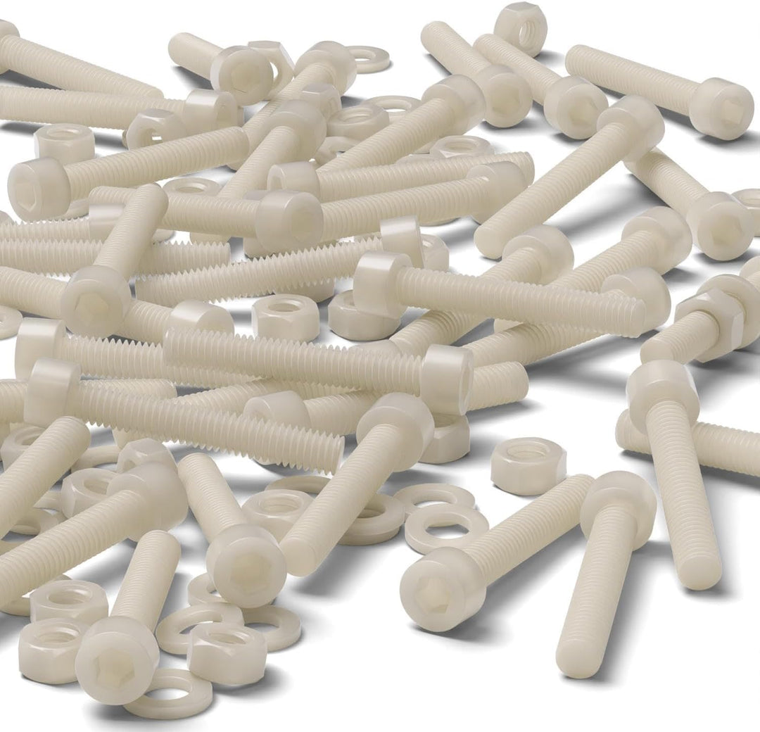 50 x Nylon-Inbusschrauben, M6 x 40mm, Kunststoff Maschinenschrauben, Kunststoffschrauben, Muttern &amp;