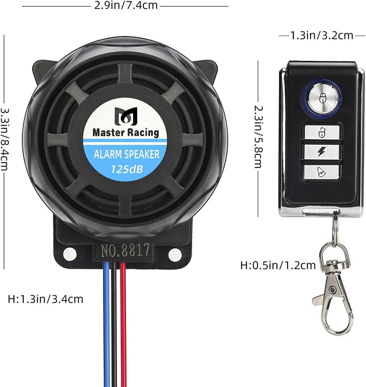 Rupse Motorrad Alarmanlage, Alarm mit 2 Fernbedienung Wasserdicht Diebstahlsicherung Einstellbare Em