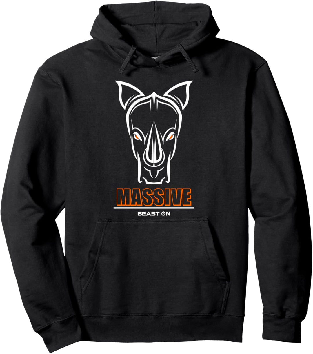Nashorn Kopf Massive Orange Gym Workout Fitness Training Pullover Hoodie