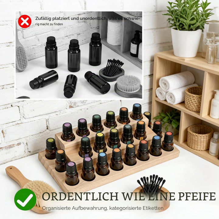 Ätherisches Öl Display Ständer, 23 Löcher Aromatherapie Öle Hölzern Tragen Gestell Halter Organisato