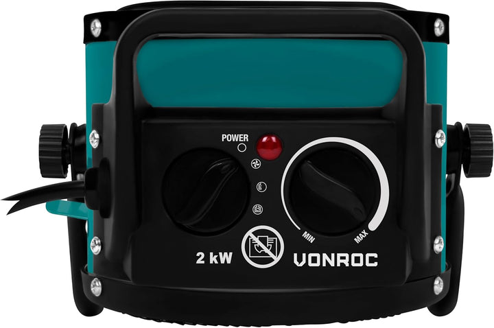 VONROC Heizlüfter energiesparend, Heizungslüfter elektrisch 2000W - Heizung Werkstatt, Hobbyraum, Ca