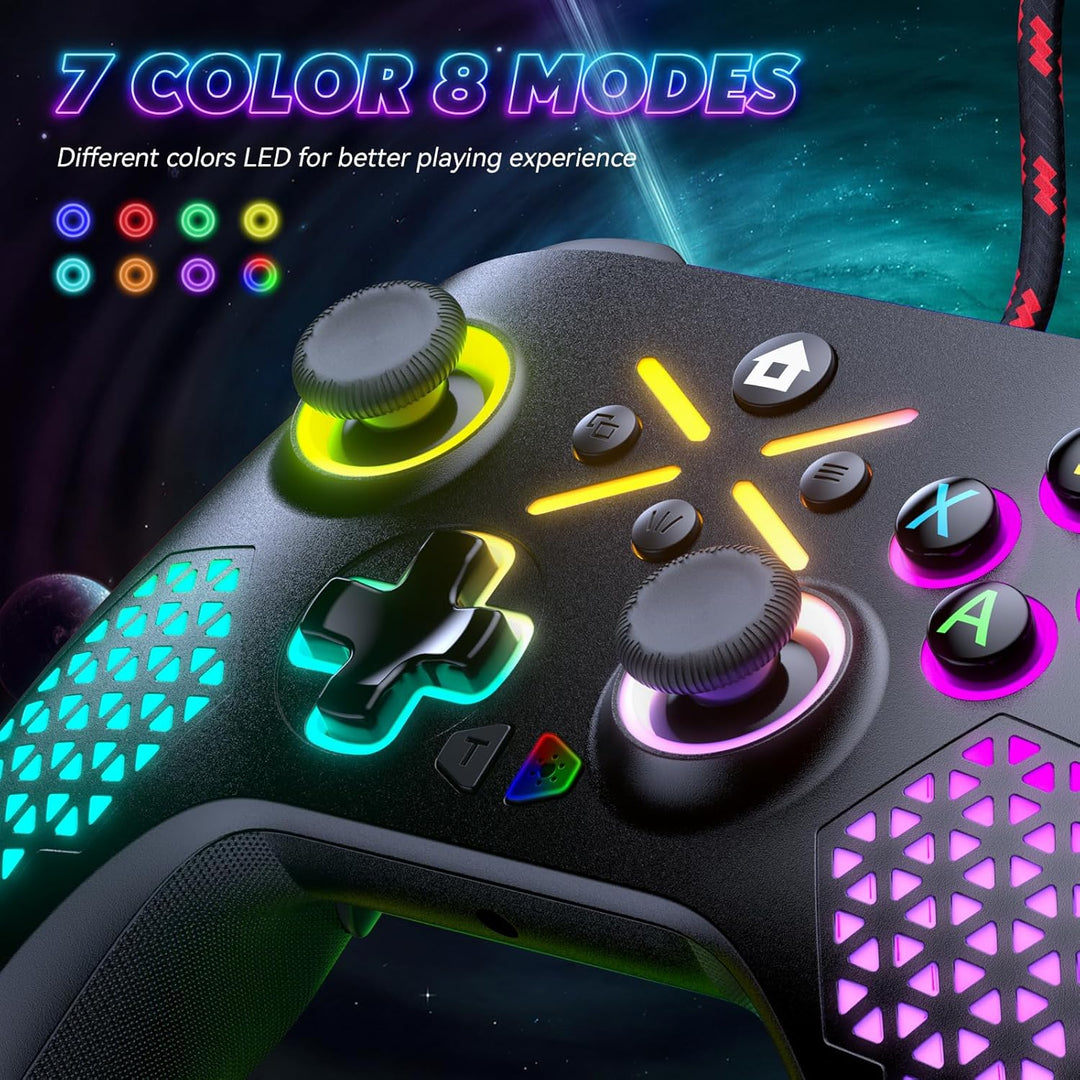 Gamrombo RGB Wired Controller für Xbox Series X|S, Xbox One, Kompatibel mit PCs, Gamepad mit Turbo &