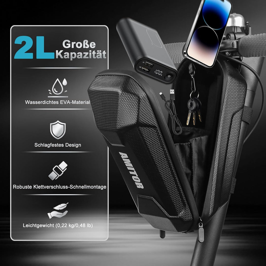 E Scooter Tasche 2L Wasserdicht für Xiaomi Segway Ninebot, Hart Eva E Scooter Lenkertasche Leicht Or