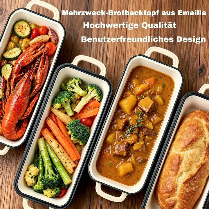 Illidan 5.68 L Gusseisen Brotbackform,Brotbacktopf mit Deckel,Gusseisen Topf Brot Backen,Brotformen