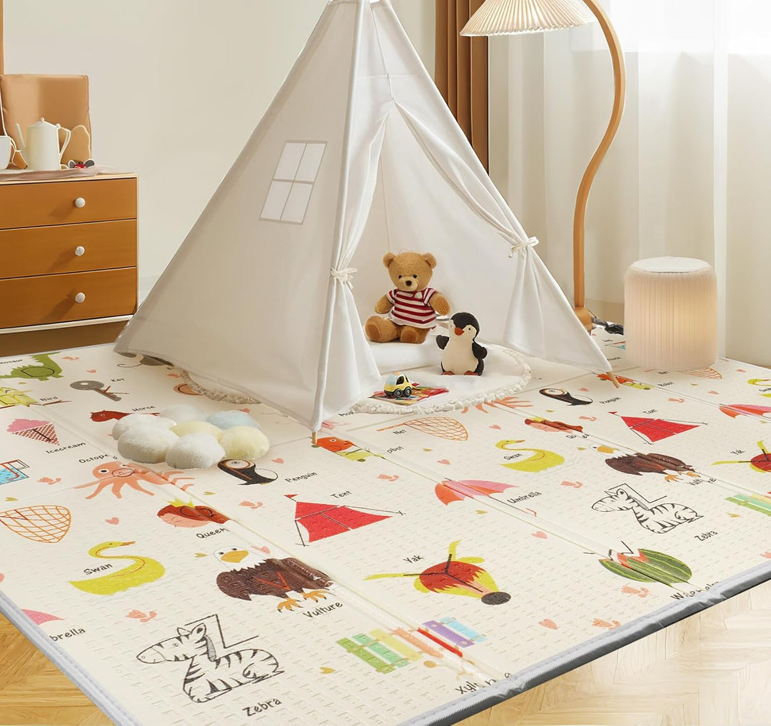 Krabbelmatte Baby 180x200cm, Faltbare Spielmatte mit Weicher Dämpfender Isolierung, Wasserfeste & ru
