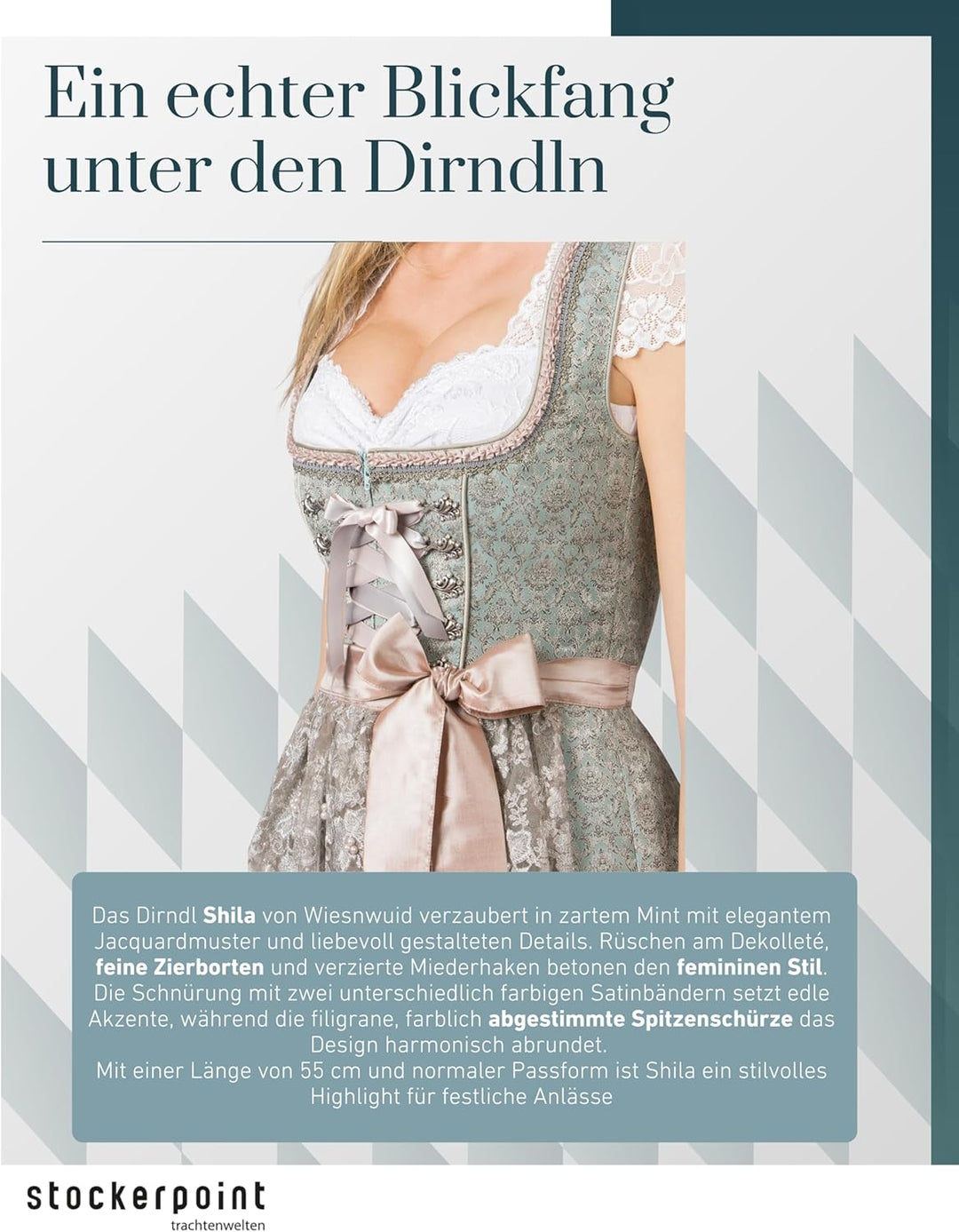 Stockerpoint - Dirndl Shila (55cm) 32 Mint, 32 Mint