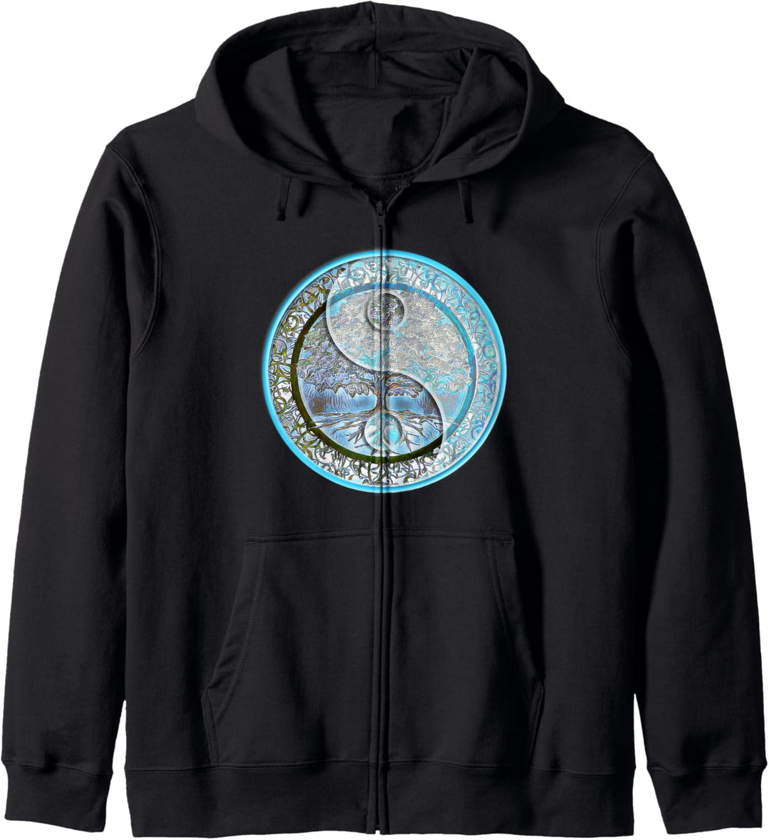 Blaues Yin Yang mit Baum des Lebens-Kunstwerks Kapuzenjacke