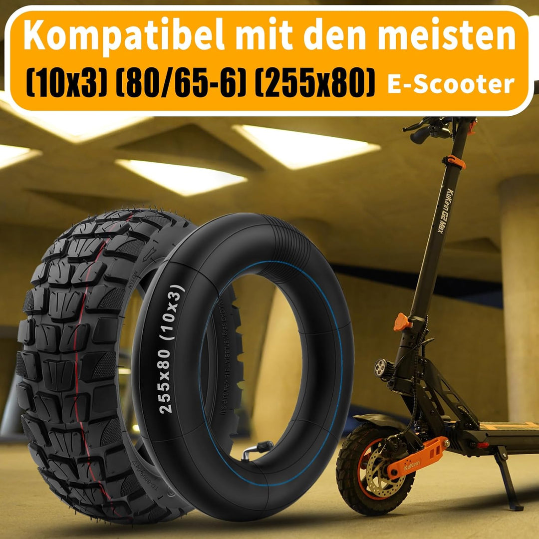 E Scooter Reifen 80/65-6 Schlauch, 255x80 Reifen Schlauch, 10x3.0 Zoll Scooter Offroad Ersatzreifen