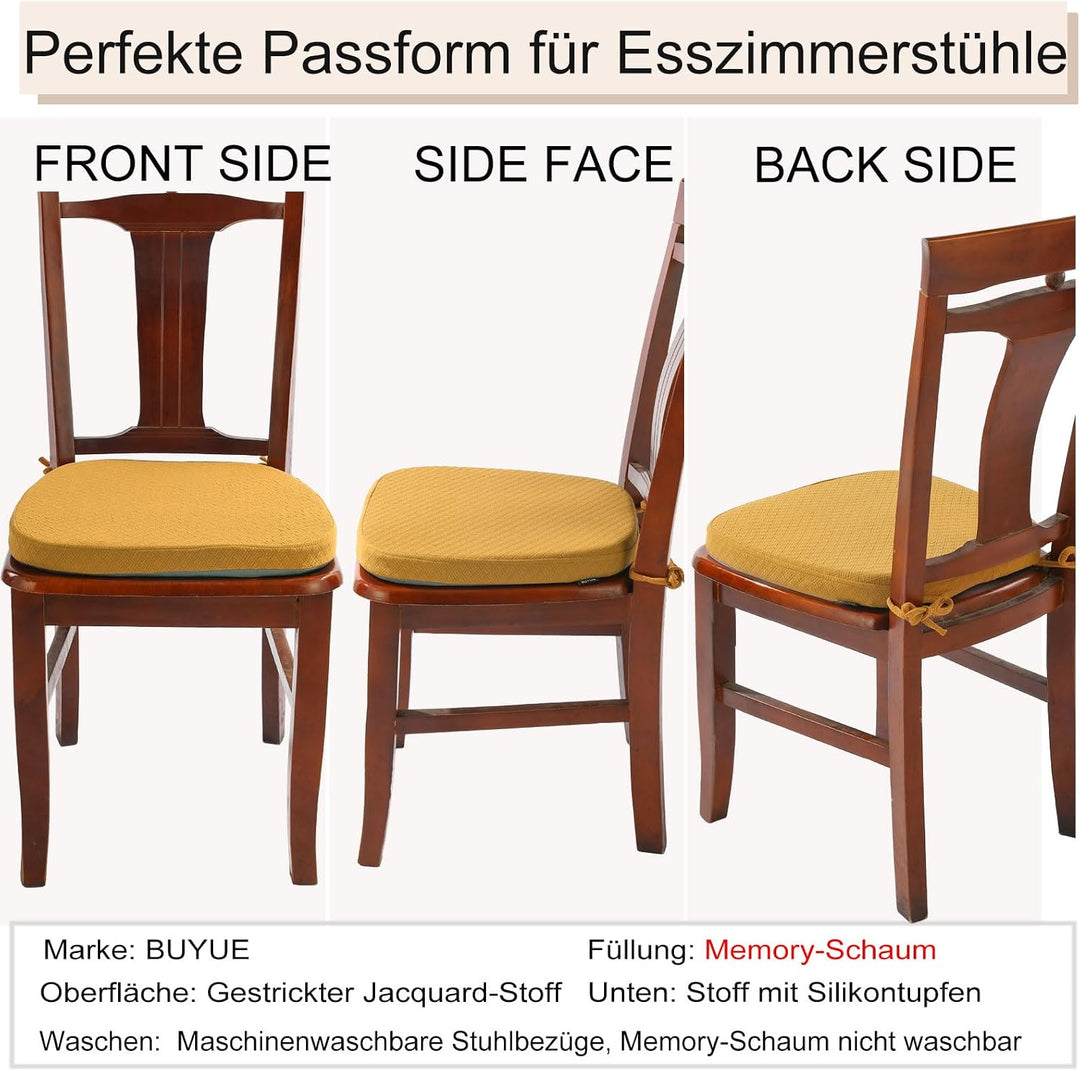 BUYUE Luxus Memory Foam Stuhl Kissen 6 Pack, Jacquard 40cm U-Form komfortable Esszimmerstuhl Pad, ab