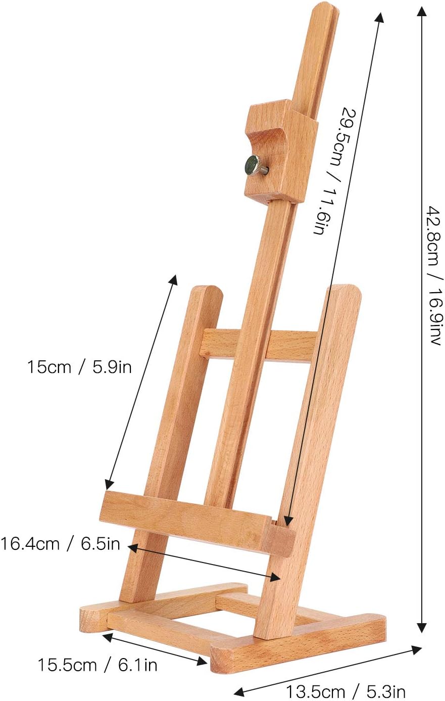 Kompakte verstellbare Tisch-Staffelei aus Buche für Schüler, Künstler und Anfänger zum Malen, bis 42