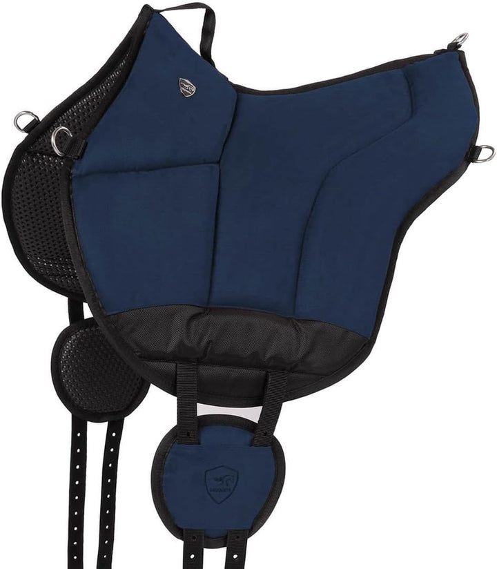 Equinate Reitpad Toledo aus Mikrofaser Navy - Bareback Pad mit pflegeleichter Neopren Unterseite - R