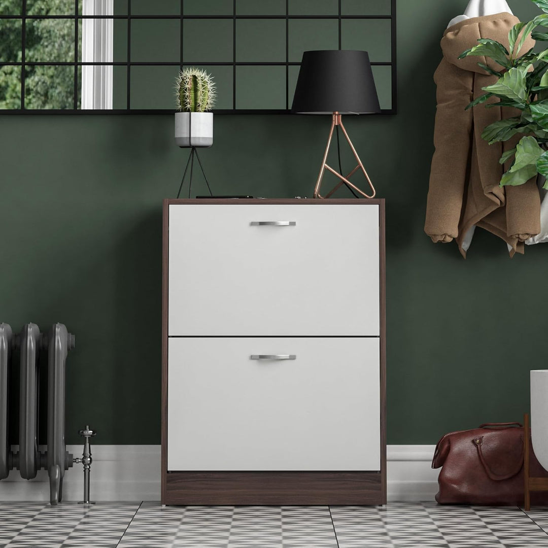 Vida Designs Schuhschrank mit 2 Klappfächern, Aufbewahrung für Schuhe, Organizer, Holzmöbel-Einheit,