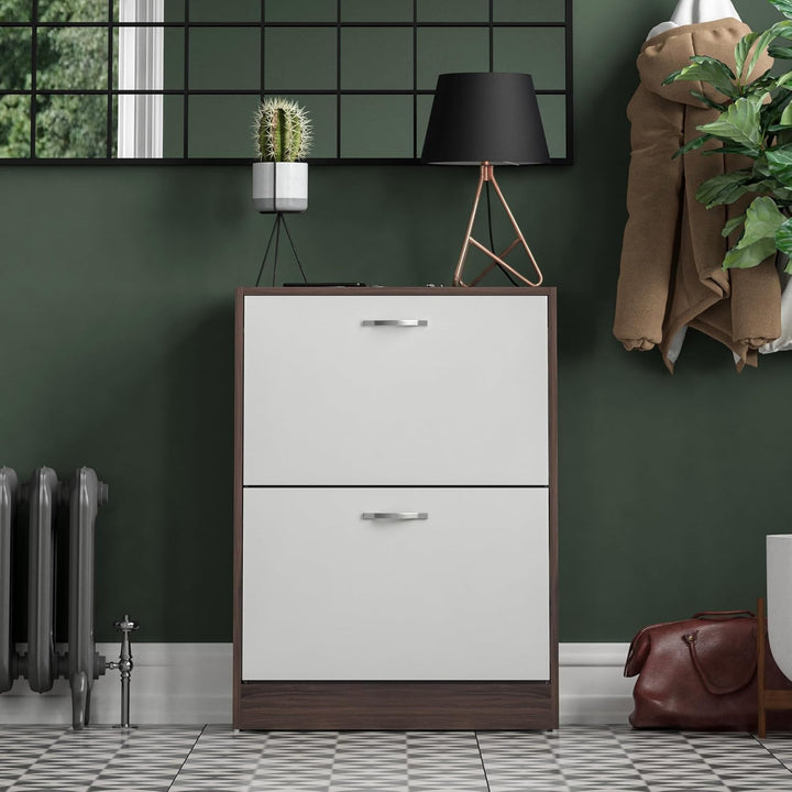Vida Designs Schuhschrank mit 2 Klappfächern, Aufbewahrung für Schuhe, Organizer, Holzmöbel-Einheit,