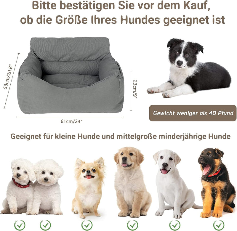 NIBESSER 2-in-1 Autositz und Bett für Hunde, wasserfest und rutschfest, Sitzerhöhung für Hunde, Abne